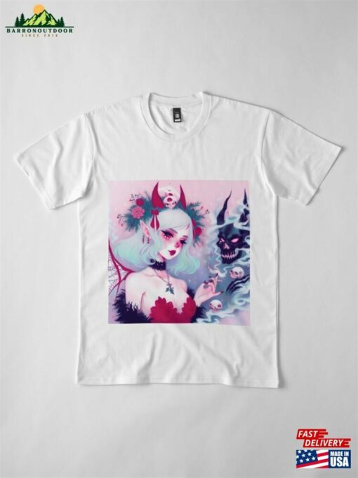 Christmas Demon Girl Smoke Hand Drawing Premium T-Shirt Sweatshirt