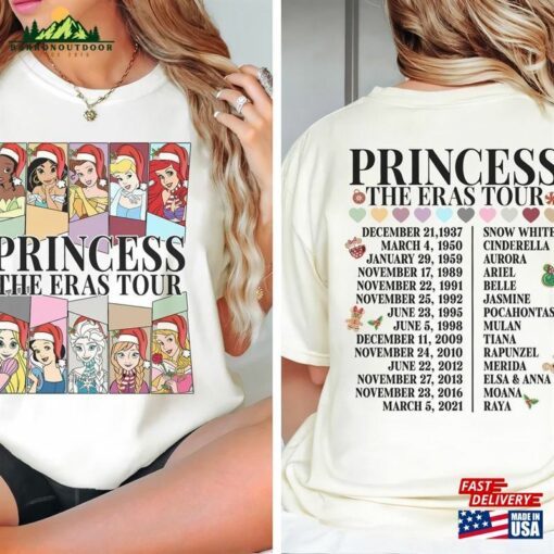 Christmas Disney Princess Eras Tour Comfort Colors Shirt Characters Girl Trip Classic Unisex