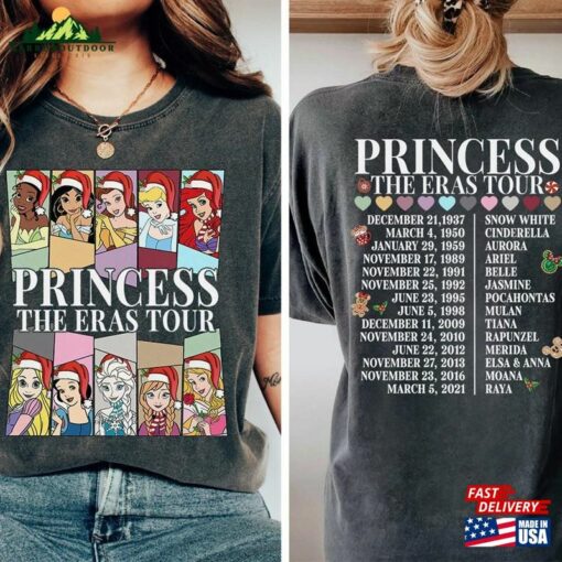 Christmas Disney Princess Eras Tour Comfort Colors Shirt Characters Girl Trip Classic Unisex