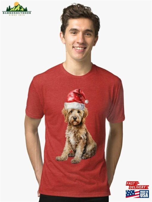 Christmas Doodle Pup Tri Blend T-Shirt Sweatshirt Hoodie