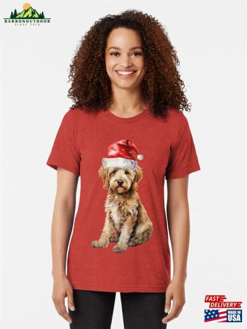 Christmas Doodle Pup Tri Blend T-Shirt Sweatshirt Hoodie