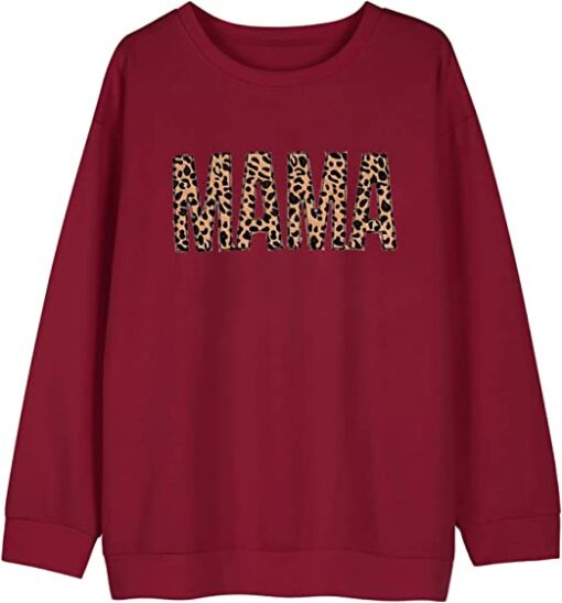 MAMA Cute Leopard Funny Letter Print Sweatshirt