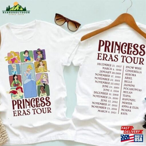 Cinderella Princess Eras Tour Shirt Retro Characters Concert Music Moana Belle Jasmine Sweatshirt Unisex