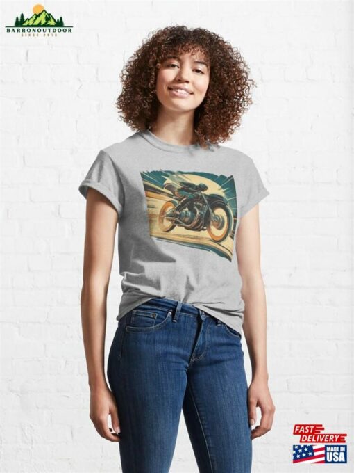 Classic Retro Vintage Motorcycle Racing Under The Moon Motion Blur T-Shirt Unisex Sweatshirt