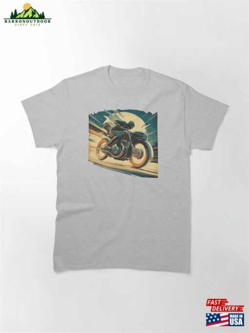 Classic Retro Vintage Motorcycle Racing Under The Moon Motion Blur T-Shirt Unisex Sweatshirt