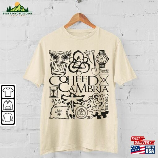 Coheed And Cambria Doodle Art Shirt Vintage Lyrics Tattoo Design Tour Concert 2023 Da3105dt Unisex Classic