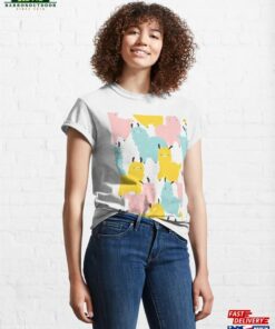 Colorful Pastel Blue Yellow Pink Llamas Whimsical Llama Motif Best Xmas Gifts Classic T Shirt 1