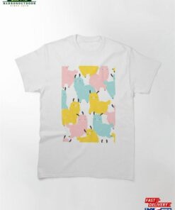 Colorful Pastel Blue Yellow Pink Llamas Whimsical Llama Motif Best Xmas Gifts Classic T Shirt 2