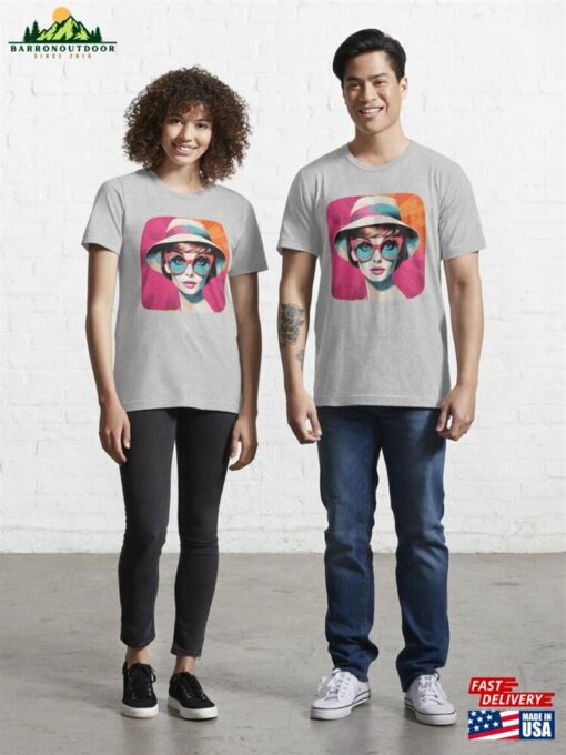 Colorful Pop Art Portrait Of Stylish Woman Essential T-Shirt Unisex