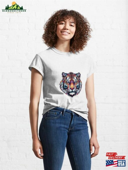 Colorful Tiger Face In Various Colors With Watercolors Classic T-Shirt Sweatshirt