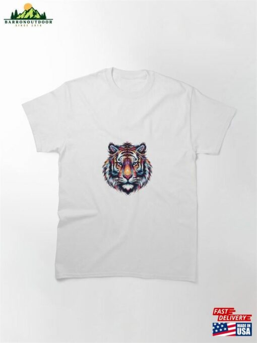 Colorful Tiger Face In Various Colors With Watercolors Classic T-Shirt Sweatshirt