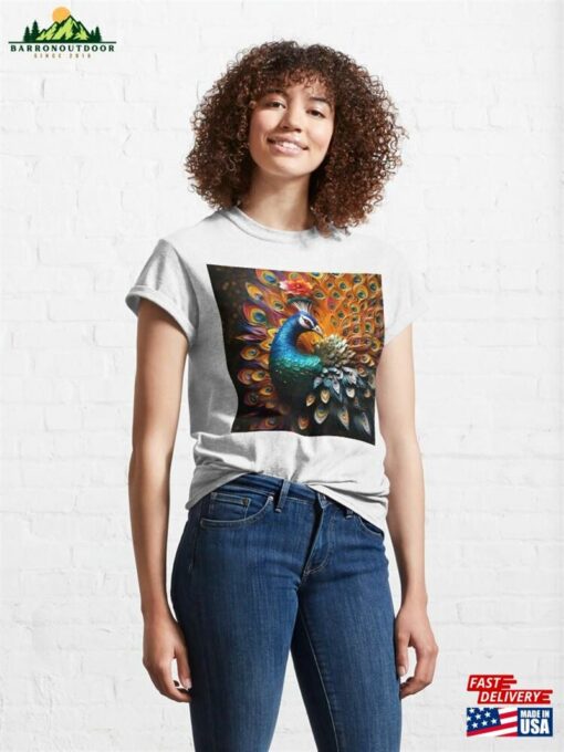 Colorful Vibrant Metallic Peacock Classic T-Shirt Sweatshirt Unisex