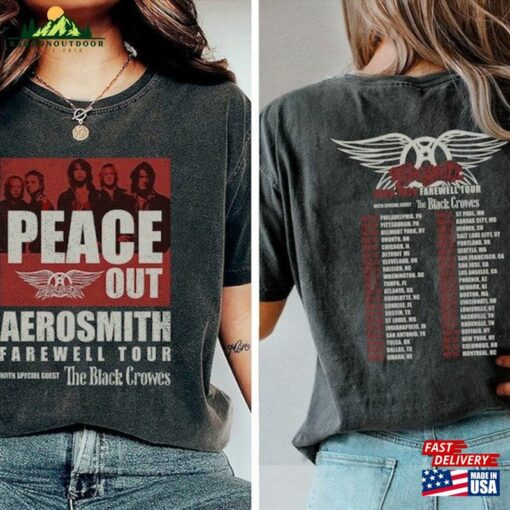 Comfort Colors Aerosmith Peace Out Farewell Tour With The Black Crowes Shirt Band Fan Unisex Sweatshirt