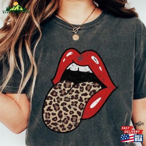 Comfort Colors Red Lips Leopard Tongue Shirt Gifts For Women Graphic Tees Hoodie Unisex