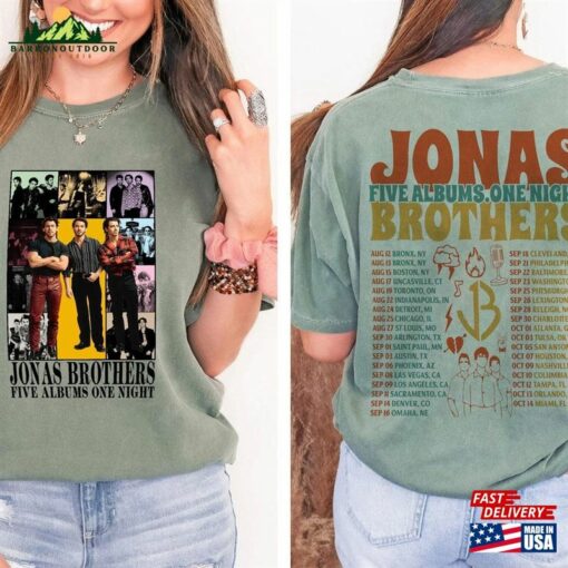 Comfort Colors Retro Jonas Brothers Album Shirt Five Albums One Night Sweatshirt T-Shirt