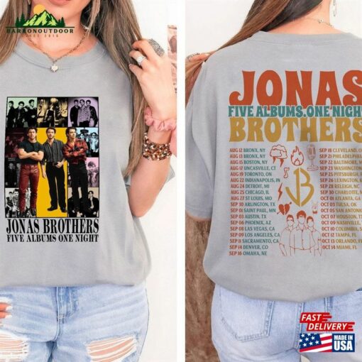 Comfort Colors Retro Jonas Brothers Album Shirt Five Albums One Night Sweatshirt T-Shirt