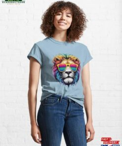 Cool Lion With Rainbow Sunglasses And Manes Classic T Shirt Unisex 1