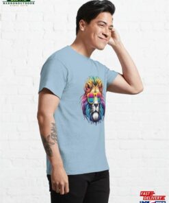 Cool Lion With Rainbow Sunglasses And Manes Classic T Shirt Unisex 4