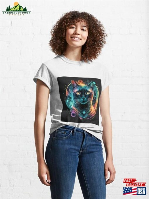 Cosmic Feline Odyssey Nebula Fusion Classic T-Shirt