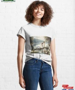 Couple Of Swans In Lake Landscape View Classic T Shirt Sweatshirt 1