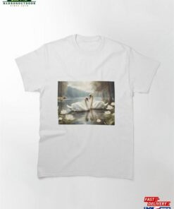 Couple Of Swans In Lake Landscape View Classic T-Shirt Sweatshirt 1 Couple Of Swans In Lake Landscape View Classic T Shirt Sweatshirt 2