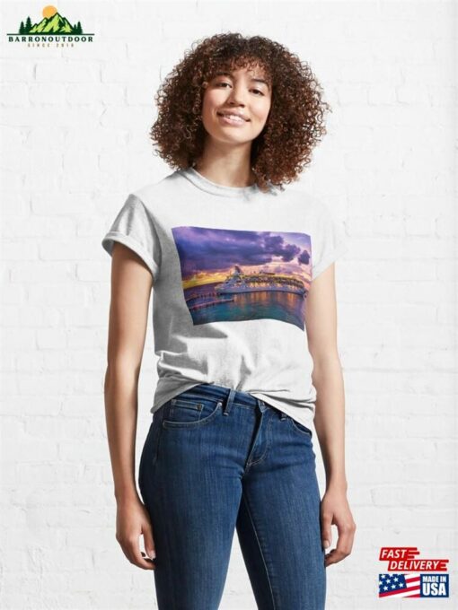 Cruise Ship Ariving At Sunset Classic T-Shirt Hoodie