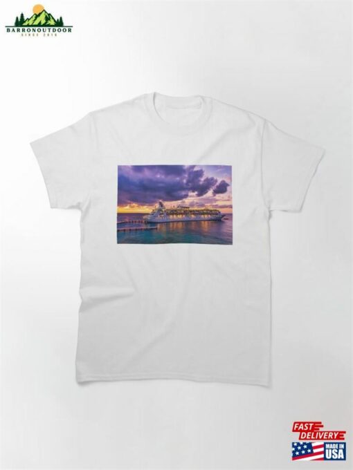 Cruise Ship Ariving At Sunset Classic T-Shirt Hoodie