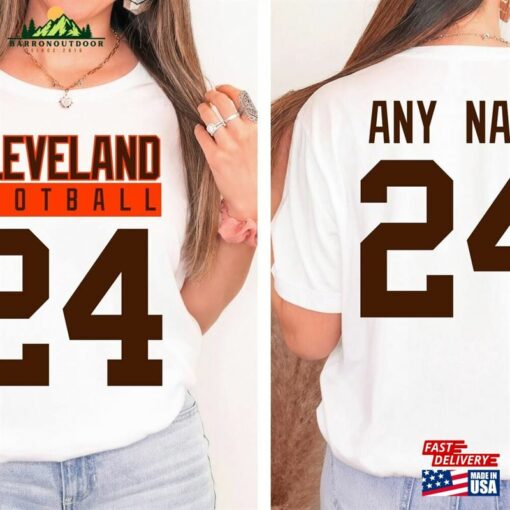 Custom Cleveland Football T-Shirt Personalized Unisex Tee Team Shirt Sweatshirt