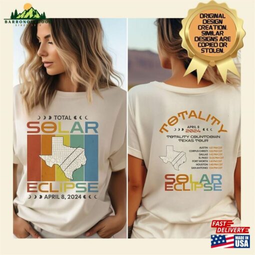 Custom Total Solar Eclipse April 2024 Shirt Texas 4 8 24 T-Shirt Group Tee Hoodie Unisex