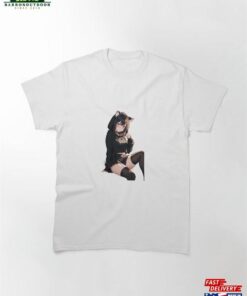 Cute Anime Girl With Black Hair And A Cat Ears Classic T Shirt Unisex Hoodie 2