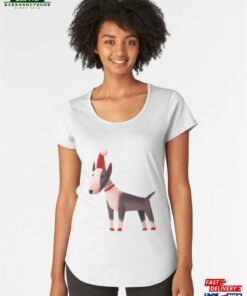 Cute Bull Terrier In Santa Hat And Red Shoes Premium Scoop T Shirt Sweatshirt 1