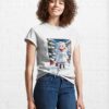 Cute Cartoon Girl Delights In Snowy Christmas Illustration Classic T-Shirt
