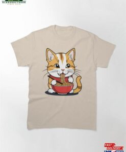Cute Cat Eating Ramen Kawaii Noodles Classic T-Shirt