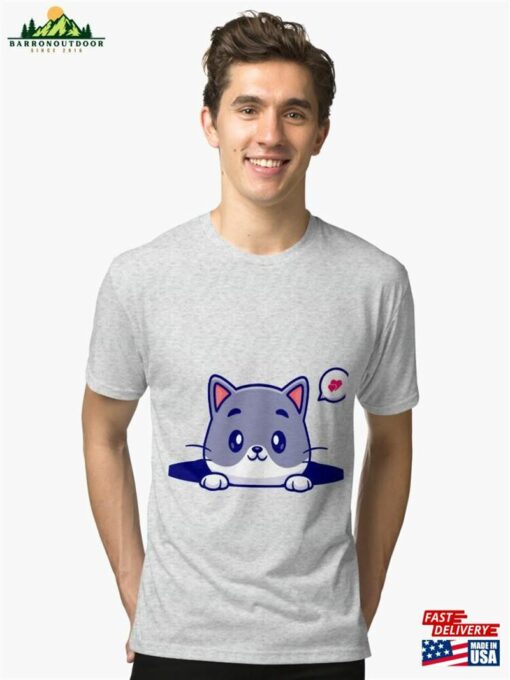 Cute Cat Illustration Tri Blend T-Shirt Classic Unisex