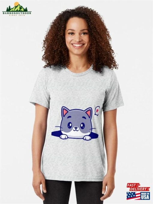 Cute Cat Illustration Tri Blend T-Shirt Classic Unisex