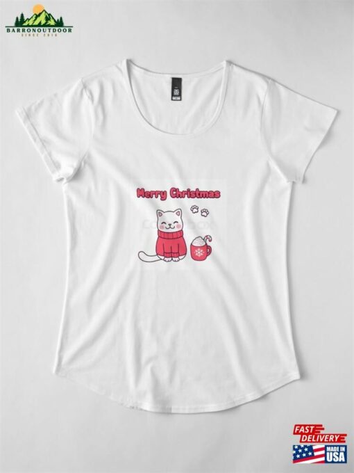 Cute Christmas Cat Premium Scoop T-Shirt Classic Sweatshirt