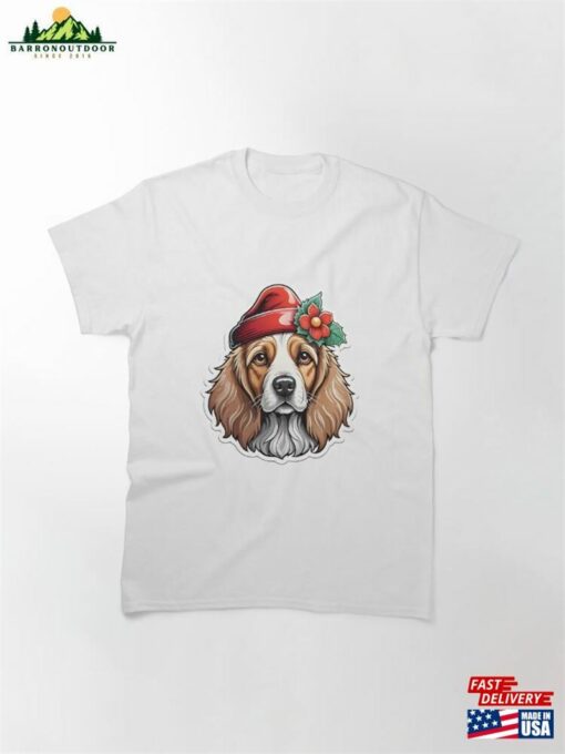 Cute Christmas Dog With Hat Classic T-Shirt Unisex