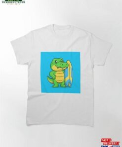 Cute Crocodile Surfing Cartoon Vector Icon Illustration Classic T Shirt Hoodie 2