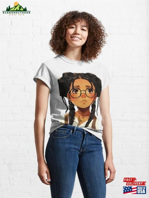 Cute Girl In Glasses Classic T-Shirt Hoodie Unisex