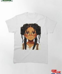 Cute Girl In Glasses Classic T Shirt Hoodie Unisex 2