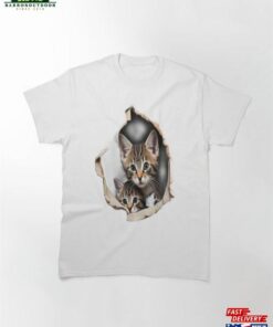 Cute Kittens Peeking Thru Hole Aorable Classic T Shirt Sweatshirt 2