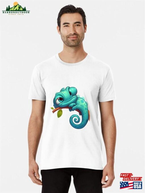 Cute Lazy Chameleon Illustration Premium T-Shirt Unisex Classic