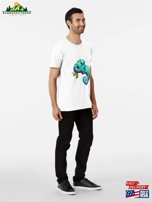 Cute Lazy Chameleon Illustration Premium T-Shirt Unisex Classic