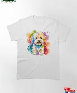 Cute Maltipoo Puppy Watercolor Classic T Shirt Unisex 2
