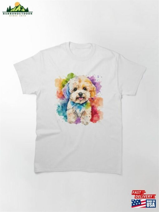 Cute Maltipoo Puppy Watercolor Classic T-Shirt Unisex