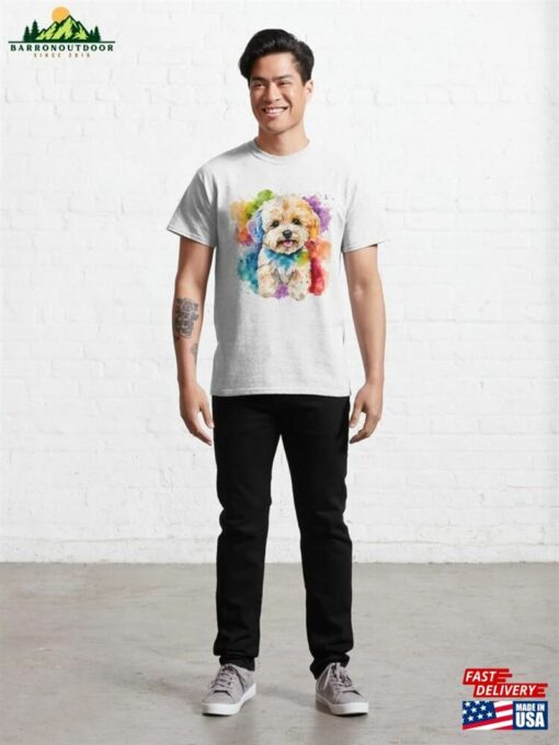 Cute Maltipoo Puppy Watercolor Classic T-Shirt Unisex