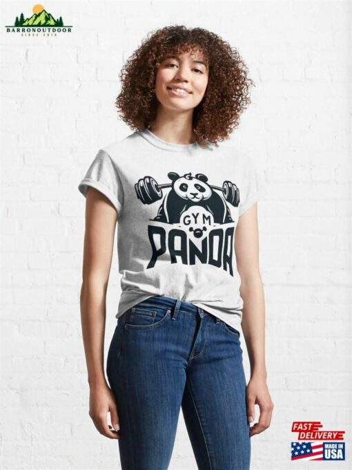 Cute Panda Lifting Barbell Gym Classic T-Shirt