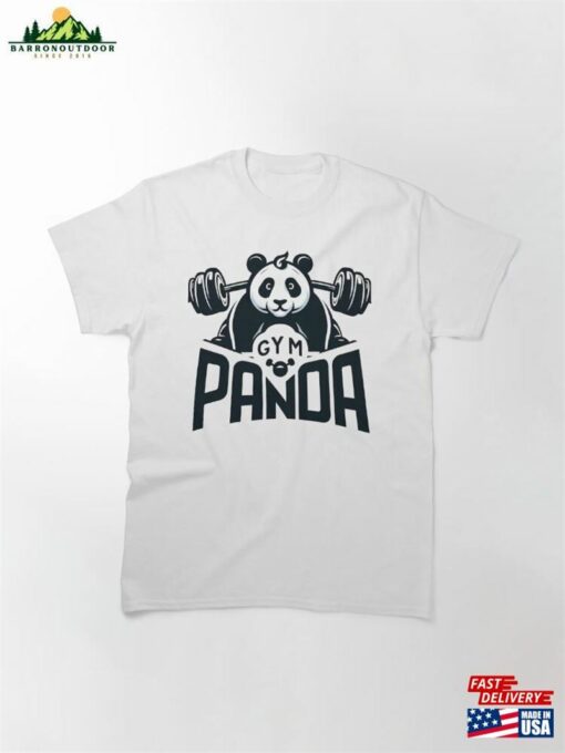 Cute Panda Lifting Barbell Gym Classic T-Shirt