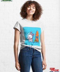 Cute Rabbit Astronaut With Carrot Rocket Cartoon Icon Illustration Classic T-Shirt Sweatshirt
