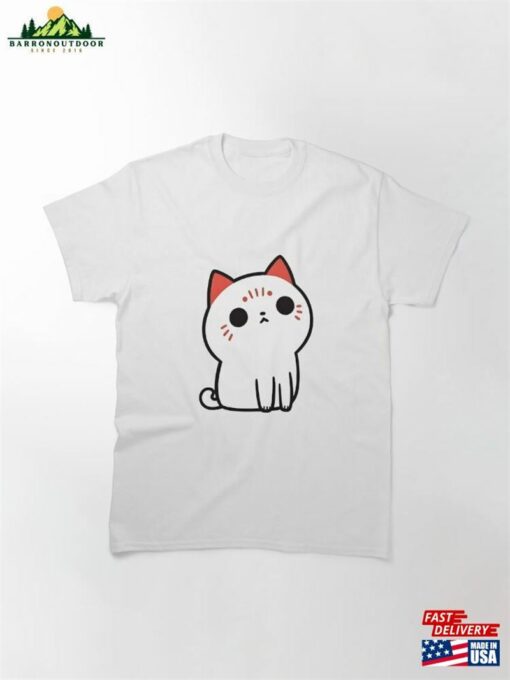 Cute White Cat With Red Markings Classic T-Shirt Unisex